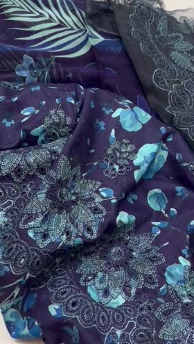 Rs 4800 Aafreen lawn Emb 3 pc chiffon duppata new launch ( AF 206)