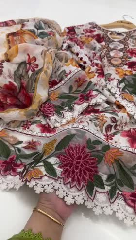 Rs 11000 Aneelas Stitched lawn Emb 3pc Chiffon Duppata [LUX-23] [Dispatch Time 2 Months] ~ [Chest 22] [Length 40] LARGE