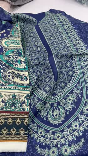 Rs 2950 Mausummery Khaddar printed 3pc( Iris)