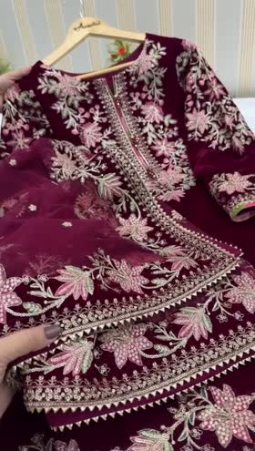 Rs 21500 Aneelas velvet stitched emb 3piece [Dispatch date 6th January ] ~ [Chest 21] [Length 37] MEDIUM