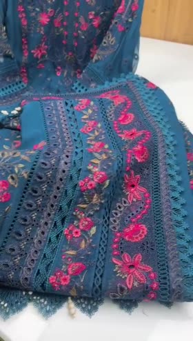 Rs 22900 Imrozia Serene UNstitcehd Luxe Serene Luxury Chiffon 3pc [Sapphire]