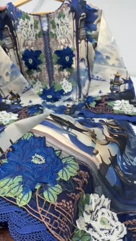 Rs 10500 Aneelas stitched lawn Emb shirt chiffon Duppata 3pc .[Dispatch time : 90 days] ~ [Chest 23] [Length 44] XLARGE
