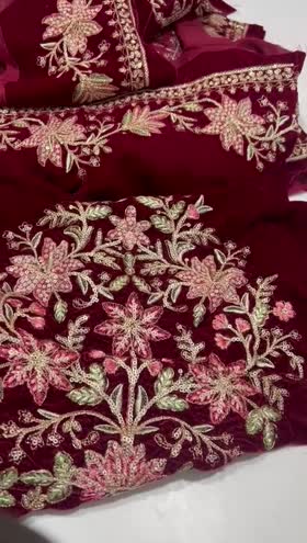 Rs 5500 Aneela’s raw silk velvet patched 2pc