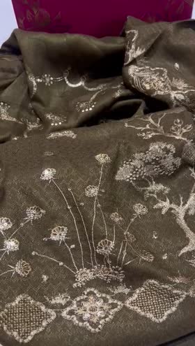 Rs 6595 Riwayat peech leather  Emb 3pc Emb shawl