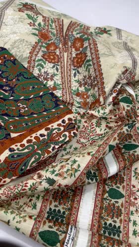 Rs 2950 Mausummery Khaddar printed 3pc ( Gardenia)