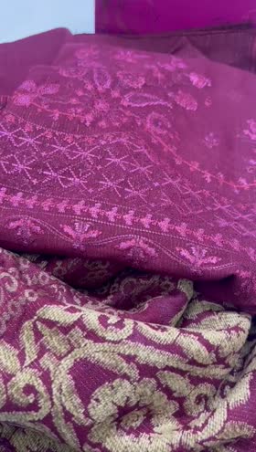 Rs 6950 Dastan leather peech Emb 3 pc velvet jacquard shawl