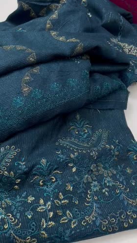Rs 6550 Riwayat peech leather Emb 3pc Emb shawl ( RL 21)
