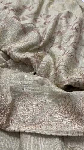 Rs 6550 Riwayat peech leather Emb 3pc Emb shawl ( RL 28)