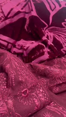 Rs 7650 Dastan Emb leather peech palachi velvet shawl 3pc