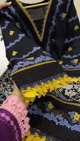 Rs 8500 Aneelas luxury stitched Emb shirt trouser front Emb sleeves Emb [Dispatch month June ] ~ [CH 21] [L 48] MEDIUM