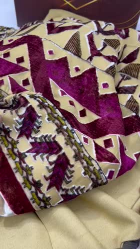 Rs 5400 Kumail by Riaz Arts Wool 3pc with Velvet Cutwork Shawl [D-06]