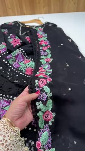 Rs 11500 Aneelas Lawn Emb Chiffon Duppata Stitched 3pc [LUX-25] [Dispatch Time 2 Months] ~ [Chest 21] [Length 47] MEDIUM