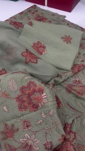 Rs 6200 Fragrant karandi Emb 3pc bamber chiffon emb duppata( D7) ~ D7 LOWN&KARANDI