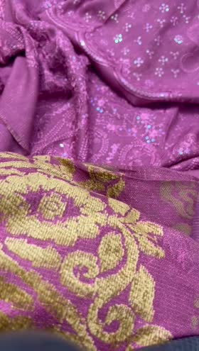 Rs 6950 Dastan leather peech Emb 3 pc velvet jacquard shawl