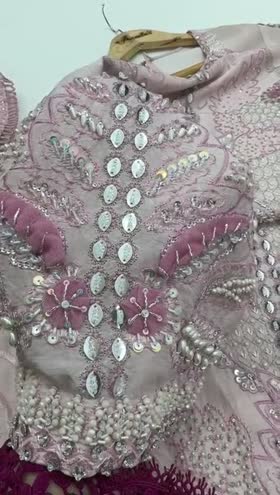 Rs 26000 Aneelas stitched  Heavy Ada work Korean Raw silk wedding new lunch 3pc [Dispatch date 11th March ] ~ [Chest 22] [Length 42] LARGE