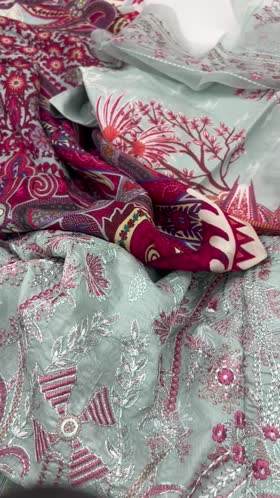 Rs 6100 Ramsha luxury lawn Emb 3 pc silk duppta G 209)