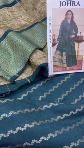 Rs 5395 Johra jacquard lether  peech Zari peech shawl 3pc ( JW 465)