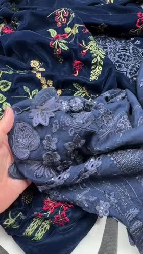 Rs 23990 [Maria B] Winter Luxe Emb Twill Linen 3pc With Velvet Shawl [D12]