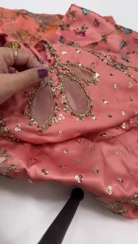 Rs 19500 Aneelas Ada work Shamoz silk wedding wear 3 piece stitched ~ [Chest 21] [Length 45] MEDIUM