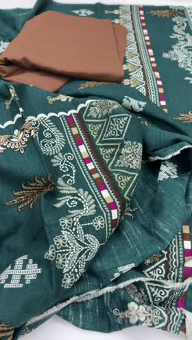 Rs 1950 Khaddar printed 2pc ~ DARK GREEN WITH WIGHT SHAED