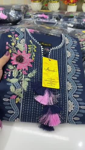 Rs 7500 Aneelas trendy Emb lawn stitched shirt trouser [Ready to dispatch] ~ [Chest 22] [Length 46] LARGE