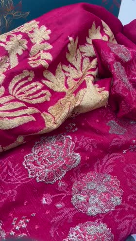 Rs 6950 Dastan leather peech Emb 3 pc velvet jacquard shawl