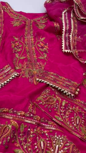 Rs 6500 raw silk stitched Emb 3pc ( smal)