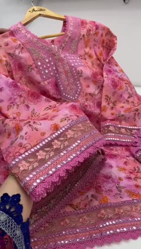 Rs 7000 Aneelas Unstitched lawn print Emb shirt Emb chiffon Duppata Emb trouser 3pc [Dispatch date 15th March ]