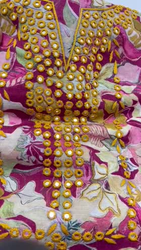 Rs 5600 khadar hand made Emb mirror work 2pc