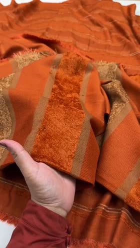 Rs 4600 Masoori Peach Wool Velvet Shawl 3pc [Rust] [Dispatch Time 1 Month]