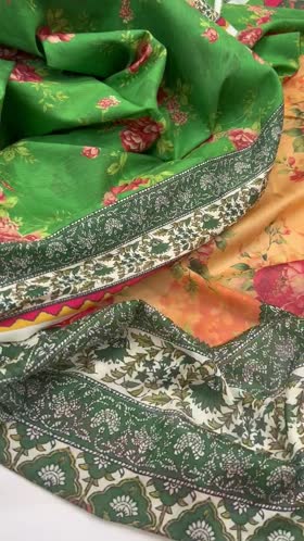 Rs 3100  Mausummery lawn printed 3pc voil lawn duppata (Green beryl)