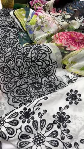 Rs 7950 Mahnur lawn Emb 3pc Emb chiffon duppata