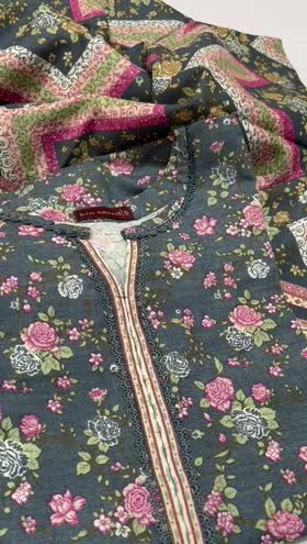 Rs 3800 Bin saeed stitched khaddar 3pc ~ XLARGE