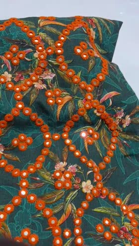 Rs 5600 khadar hand made Emb mirror work 2 pc