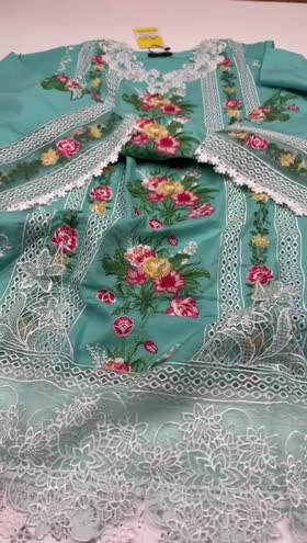 Rs 11000 Aneelas lawn Emb chiffon Duppata 3 pc unstitched 4 yards daman 4 yards chaak laces [Dispatch Ready]