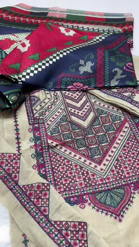 Rs 6600 Bin Ilyas lawn  Emb 3pc silk duppata New launch ( 86A