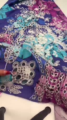 Rs 8500 Naqsh Viscose Chicken Kari Emb 3pc Ciffon Duppata [Ocean Purple]