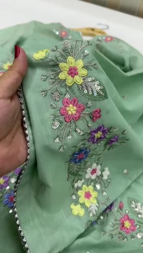 Rs 6950 Aneelas lawn Emb shirt  trouser stitched 2pc [pre booking] ~ [CH 22] [L 47] LARGE