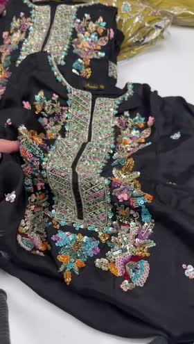 Rs 16950 Aneelas UNstitched Ada work Raw Silk Shirt trouser [Dispatch Time 1 Month