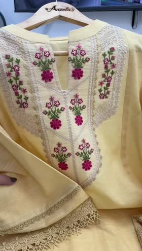 Rs 4500 Aneelas lawn UNstitched Emb shirt trouser with 1.5 sleeve`s lace 4 yards chaak lace  [Dispatch date 17th February ]