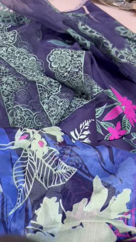 Rs 5750 Naqsh filament viscose emb 3pc chiffon duppata[ROYAL PURPLE]