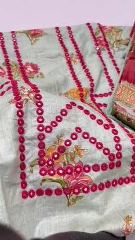 Rs 6200 lawn hand made Emb mirror work 2 pc