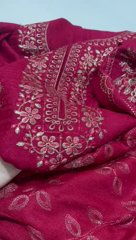 Rs 6595 Riwayat peech leather  Emb 3pc Emb shawl