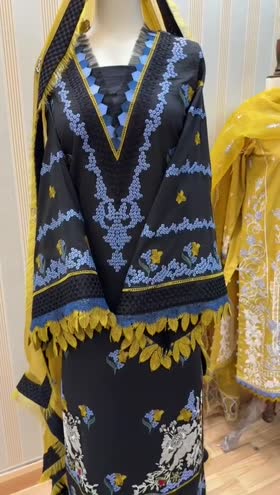Rs 7800 Aneelas luxury stitched Emb shirt trouser front Emb sleeves Emb [Dispatch after EID] ~ [CH 21] [L 48] MEDIUM