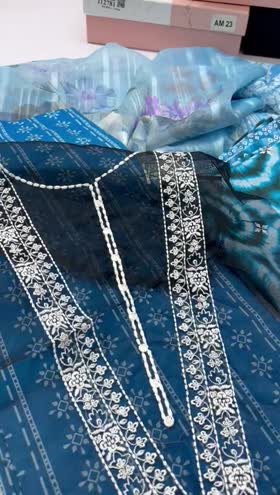 Rs 4550 kesariya Emb lawn 3pc Zari chiffon duppata ( KY 25)