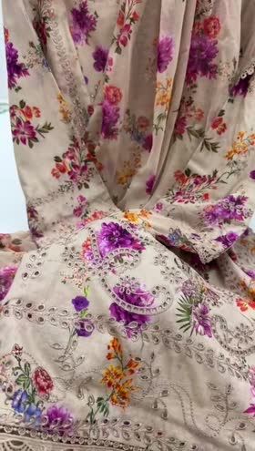 Rs 7500 Aneelas UNstitched Lawn Emb Print Chiffon Duppata 3pc [PR-09] [Dispatch Time 1 Month]