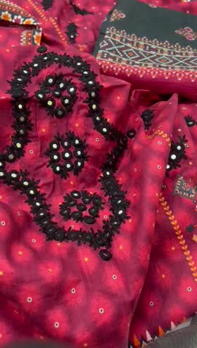 Rs 5100 lawn hand made stitched mirror work Emb 3pc