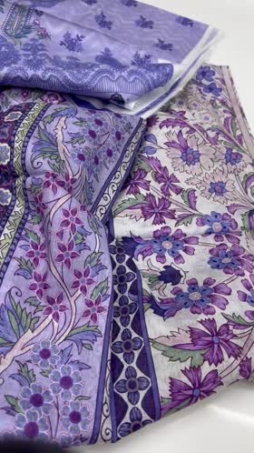 Rs 3100 Mausummery lawn printed 3pc voil lawn duppata (LAVENDER]