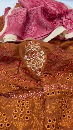 Rs 3950 winter jacquard Emb 3pc warm Shawl